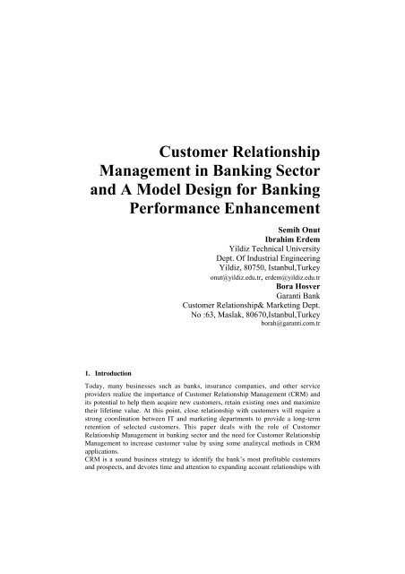 Customer Relationship Management in Banking Sector and A Model ...