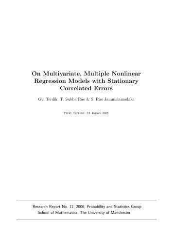 On Multivariate, Multiple Nonlinear Regression Models - MIMS - The ...