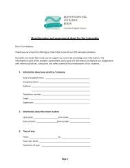 Questionnaire and assessment sheet for the internship