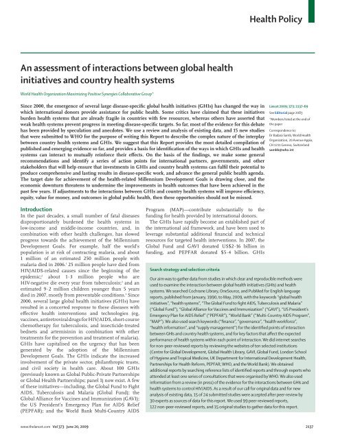 An assessment of interactions between global ... - ResearchGate