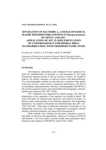 Separation of bacoside A3 and bacopaside II, major triterpenoid ...