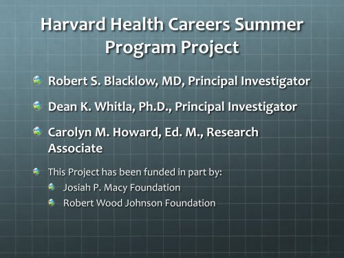 Harvard Health Careers Summer Program