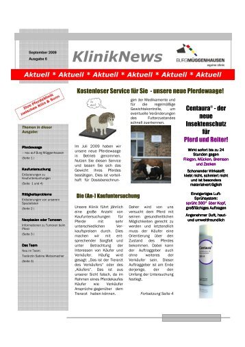 KlinikNews Ausgabe6 - Pferdeklinik Burg MÃ¼ggenhausen