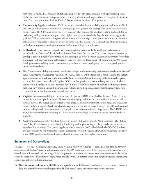 Final Progress Reports - Southern Regional Education Board