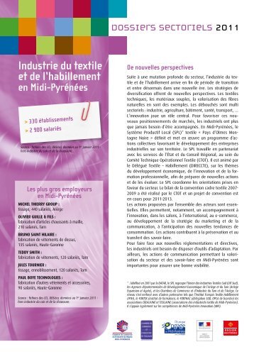 Industrie du textile et de l'habillement - Chambre de Commerce et d ...