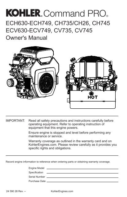 English Kohler Engines