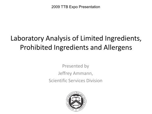 Prohibited Ingredients - TTB