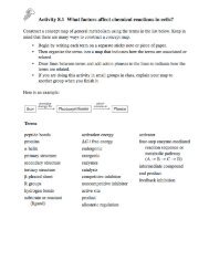 Activity 8.1 What factors affect chemical reactions in cells?