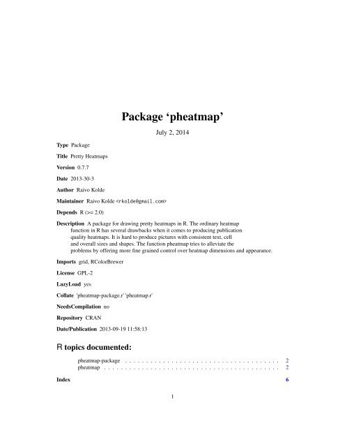 Package 'pheatmap'