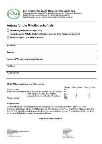 Antrag fÃ¼r die Mitgliedschaft als - SQMH