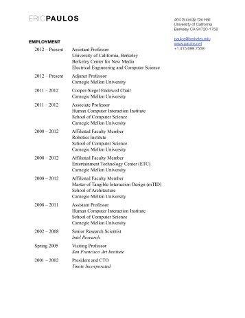 Eric Paulos CV