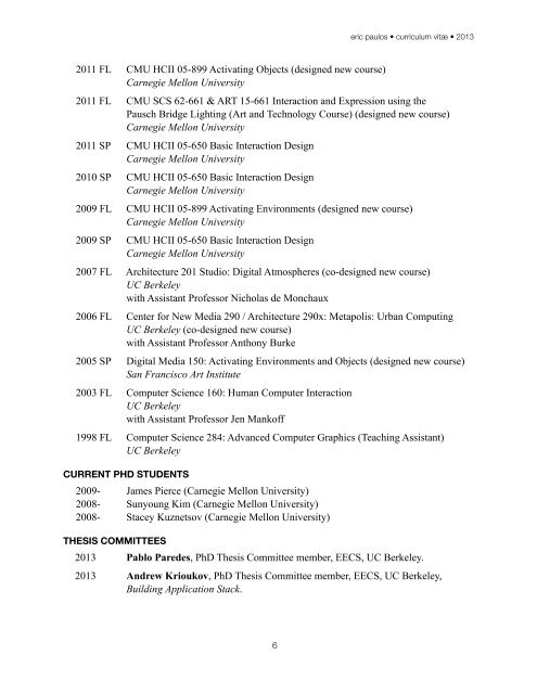 Eric Paulos CV