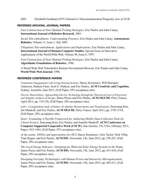 Eric Paulos CV