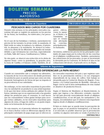 BOLETIN SEMANAL - Agronet