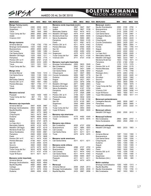 BOLETIN SEMANAL - Agronet