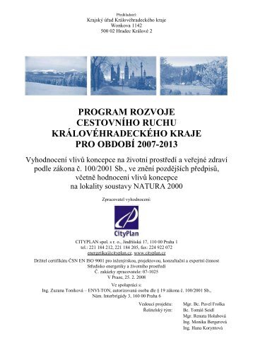 program rozvoje cestovnÃ­ho ruchu krÃ¡lovÃ©hradeckÃ©ho kraje pro ...