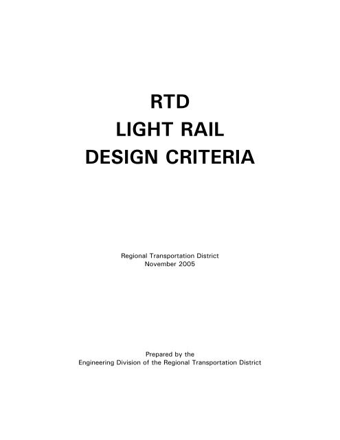 RTD Light Rail Design Criteria