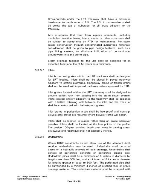 RTD Light Rail Design Criteria