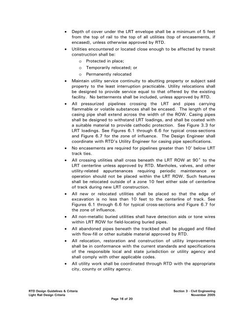 RTD Light Rail Design Criteria