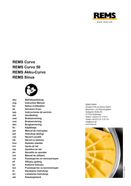 REMS Curvo REMS Curvo 50 REMS Akku-Curvo REMS Sinus