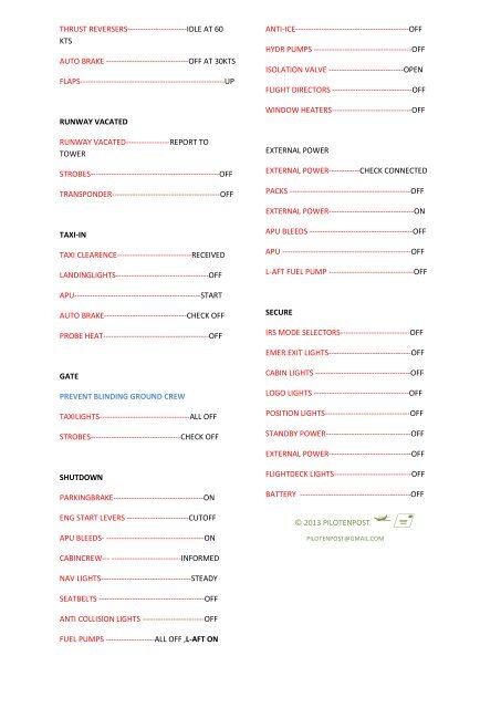 boeing 737-900 checklist