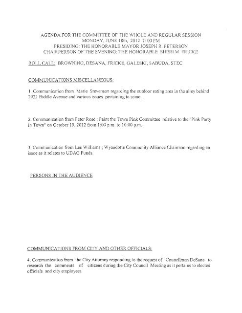 City Council Agenda Packet - June 18, 2012 - Wyandotte.net