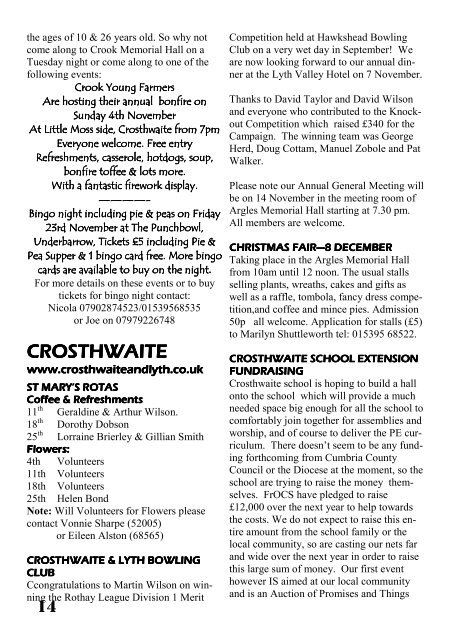 November 2012 - The Parish of Crosthwaite and Lyth