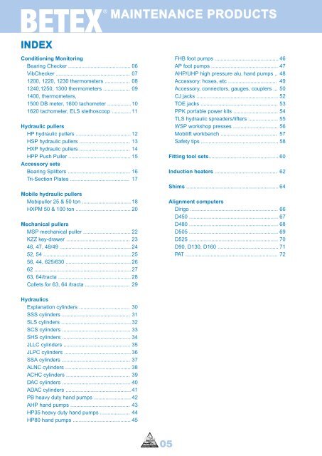 Bega Maintenance Catalogue