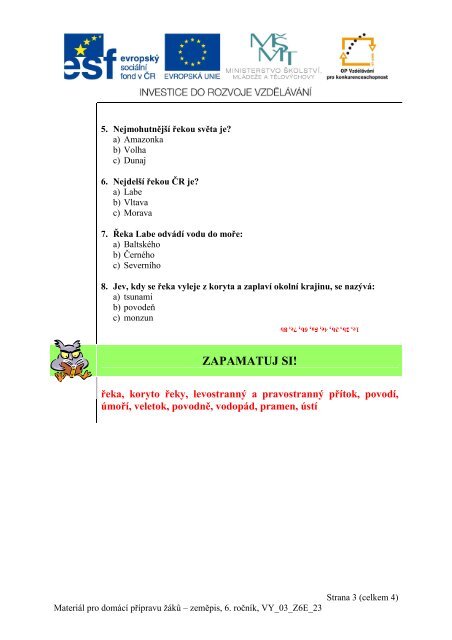 VY_03_Z6E_23, HydrosfÃ©ra - Vodstvo na pevninÃ¡ch 1.pdf