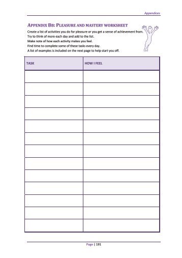 APPENDIX BB: PLEASURE AND MASTERY WORKSHEET