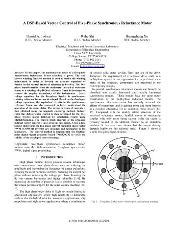 A DSP-Based Vector Control of Five-Phase Synchronous ...