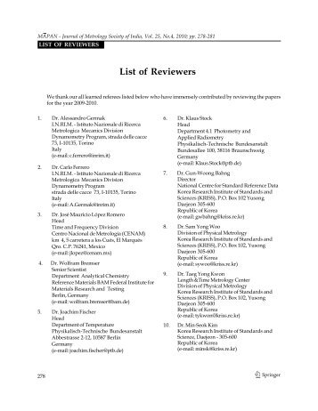 9. List of Reviewers.p65 - Metrology Society of India