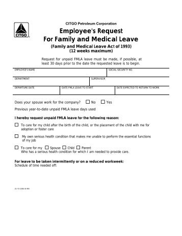 Employee's Request For Family and Medical Leave - Citgo