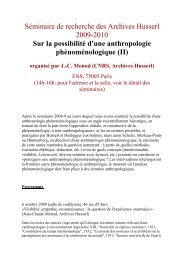 Sur la possibilitÃ© d'une anthropologie phÃ©nomÃ©nologique (II) - Ens
