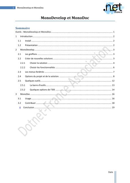 Monodoco MonoDevelop et MonoDoc - Dotnet-France