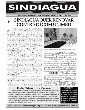 SINDIAGUA QUER RENOVAR CONTRATO COM UNIMED