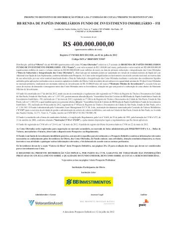 FII BB RENDA DE PAPÃIS IMOBILIÃRIOS - Banco do Brasil