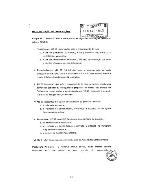 FII BB RENDA DE PAPÃIS IMOBILIÃRIOS - Banco do Brasil