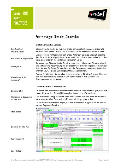 Reservierungen anlegen Ã¼ber den Zimmerplan - Protel