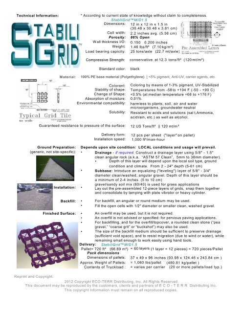 StabiliGrid® M/D1.5, versatile duty - Eco-Terr Distributing, Incorporated