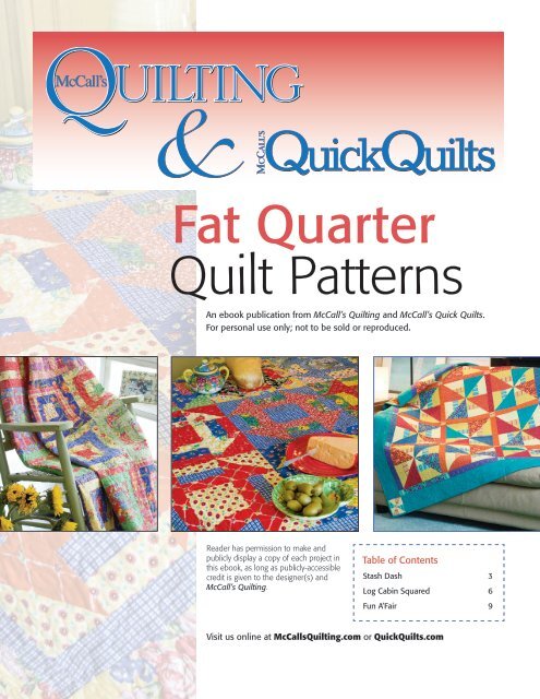 Quilt Patterns Fat Quarter - McCalls Quilting
