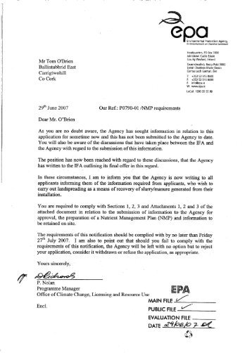 Letter to Applicant Re: NMP Requirements - EPA