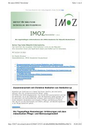 IMOZNewsletter 1-2012 Zusammenarbeit mit Christine Seebohm ...
