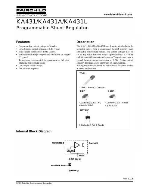 KA431/KA431A/KA431L Programmable Shunt Regulator