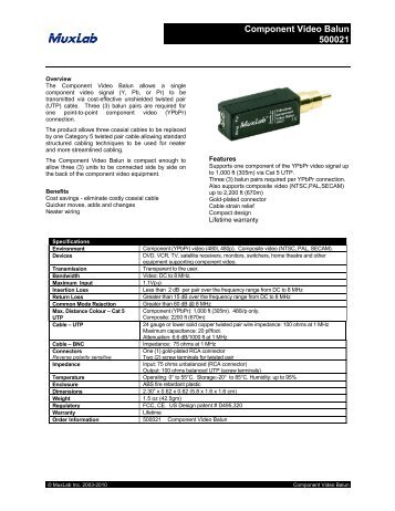 Component Video Balun 500021 - Muxlab