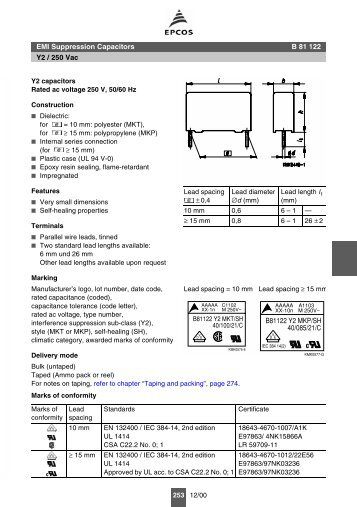 B81122 Y2 Film Capacitor - TE-EPC-LPC