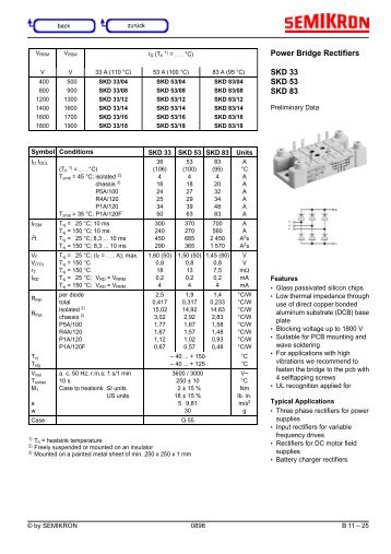 Power Bridge Rectifiers SKD 33 SKD 53 SKD 83 - TE-EPC-LPC