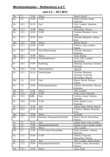 Ministrantenplan â Rothenburg