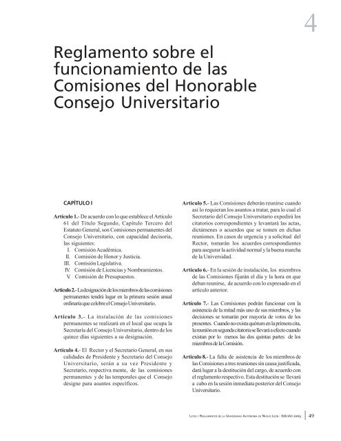 Reglamento sobre el funcionamiento de las Comisiones del ...