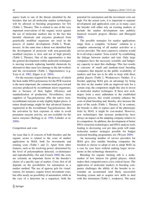 The role of molecular markers and marker assisted selection in ...